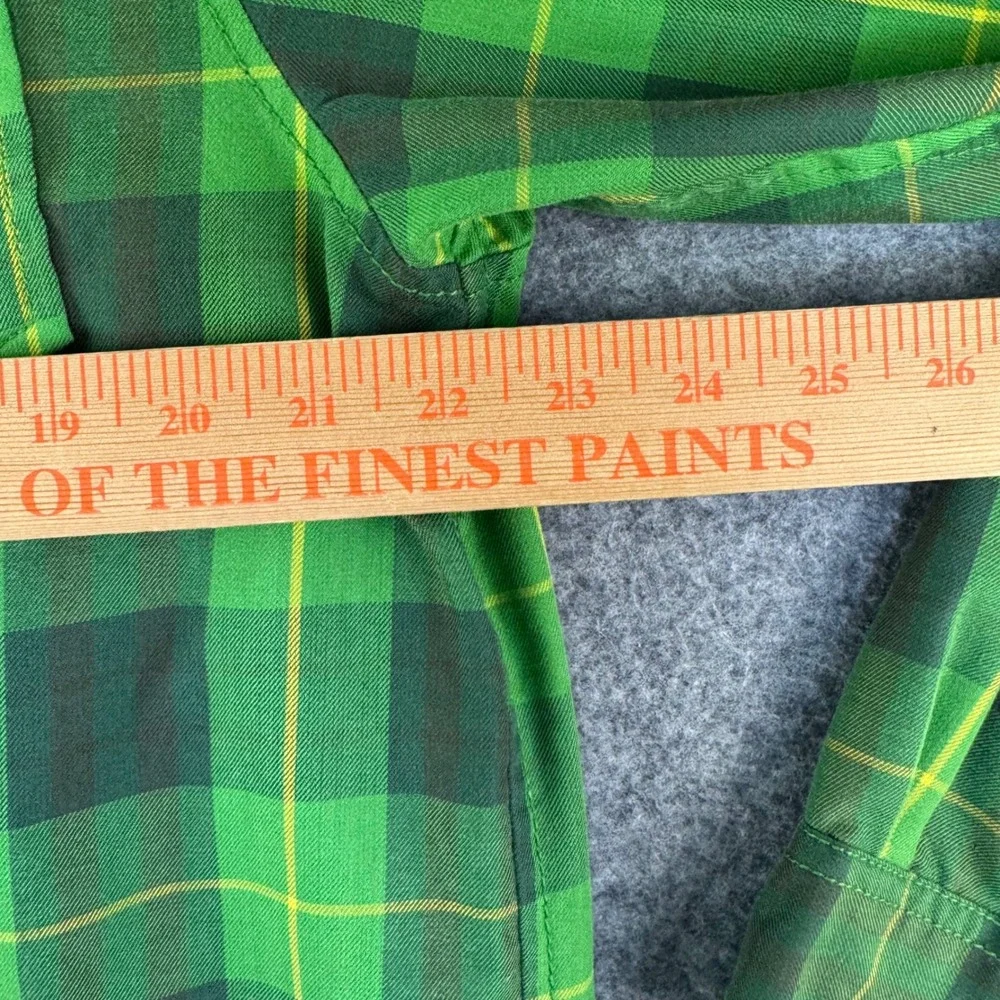 The North Face Mens Large Green Yellow Plaid Snap Front Long Sleeve Shirt L